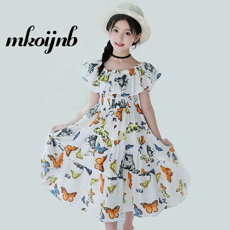 

Kids Bohemian Dresses For Girls Summer Beach Child Dress Butterfly Kids Dress Cotton Long Girl Costume Size 4 6 8 10 12 Years