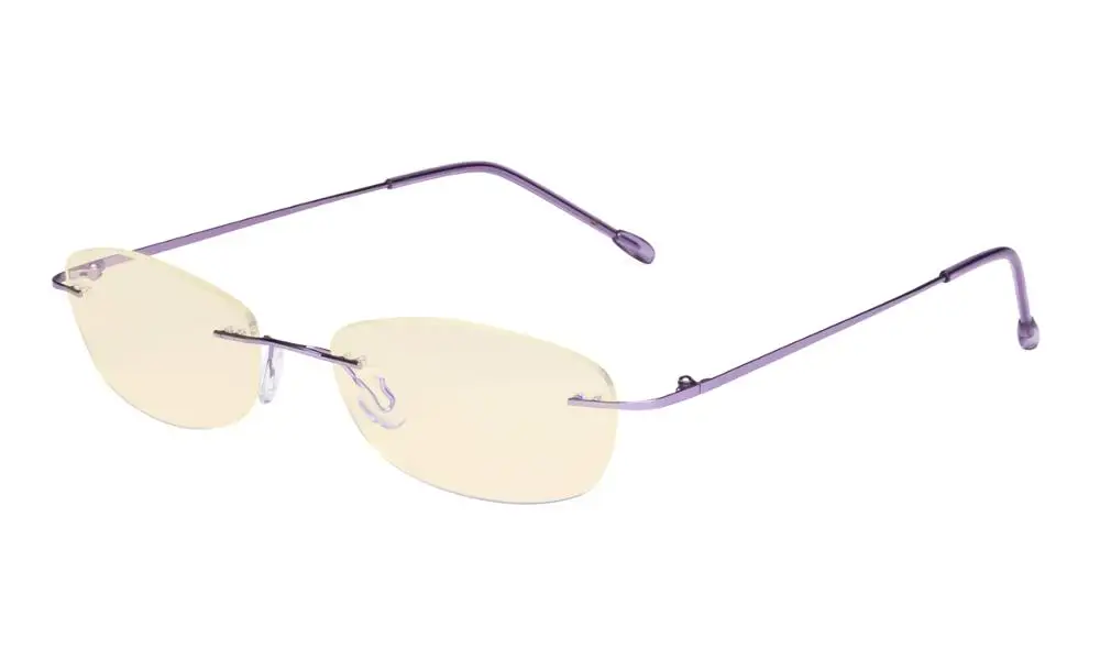 Purple TMWK9903B женские очки, синий светильник, блокирующие компьютерные очки с желтым фильтром, без оправы, стильные маленькие очки для чтения - Цвет оправы: Purple
