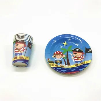 

12pcs/lot Cartoon Disney Little Pirate Theme House Moving Disposable Paper Cup+Plate Child Birthday Party Tableware Decoration