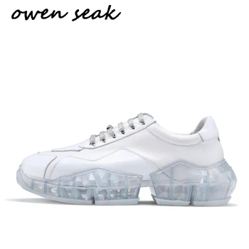 

Owen Seak Men Casual Shoes Luxury Trainers Cow Leather Height Increasing Boots Summer Flat Men Fashion Sneakers Black Shoes