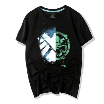 

WBDDT SHIELD & HYDRA Pattern Print Men T-shirt 100% Cotton Quality Fashion Homme Suit Unisex Costume
