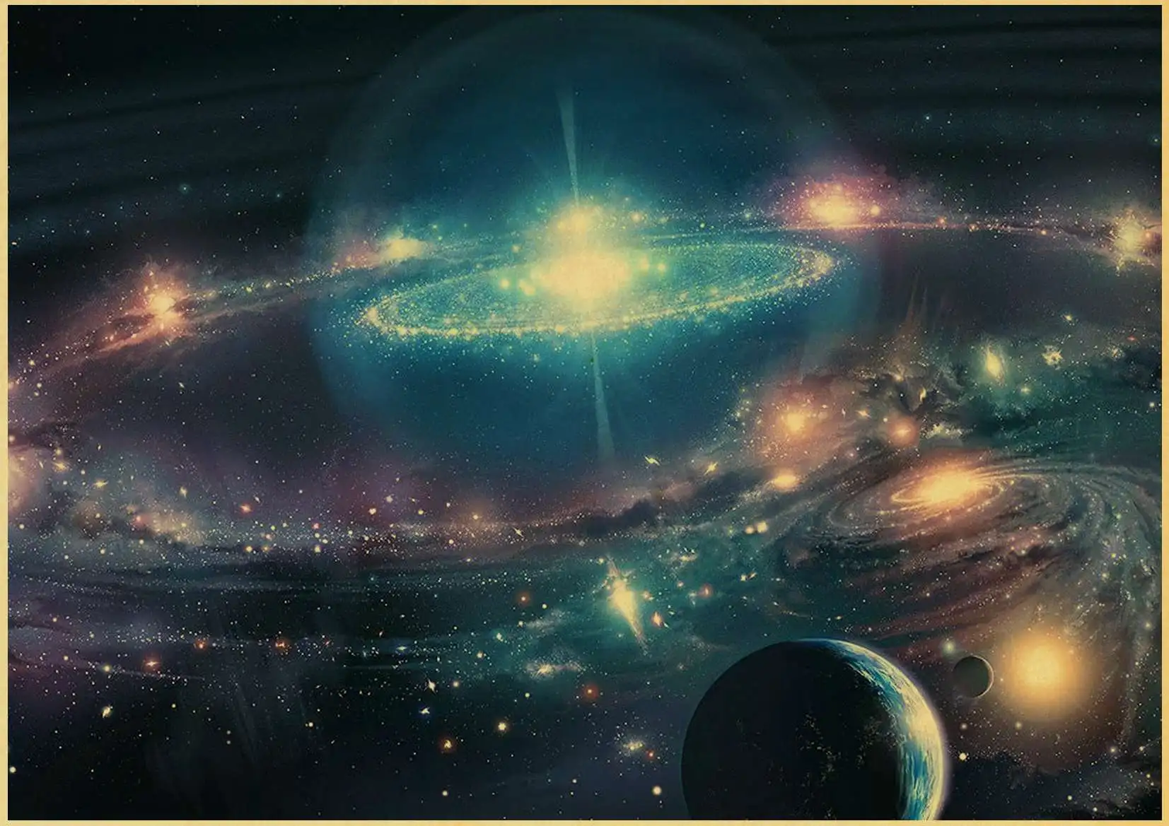 Земля галактика солнечная система винтажные плакаты крафт-бумага бар декоративные настенные стикеры классические картины