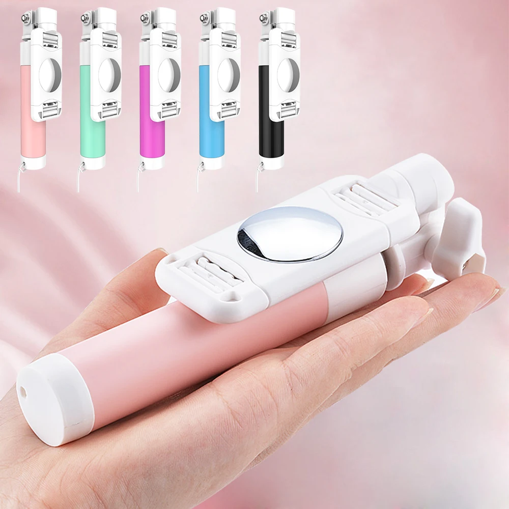 

FLOVEME Wired Selfie Stick For Huawei P30 Pro For iPhone XS Android Cellphone Foldable Tripod Mirror Selfie Sticks For Samsung
