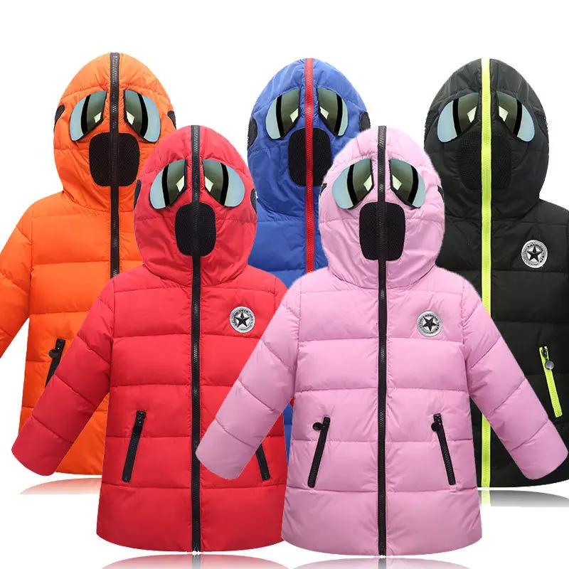

Boys Winter Coat Kids Hooded Jacket glasses Velvet down jacket for girls Jacket cartoon padded children winter coat 4 14 Years