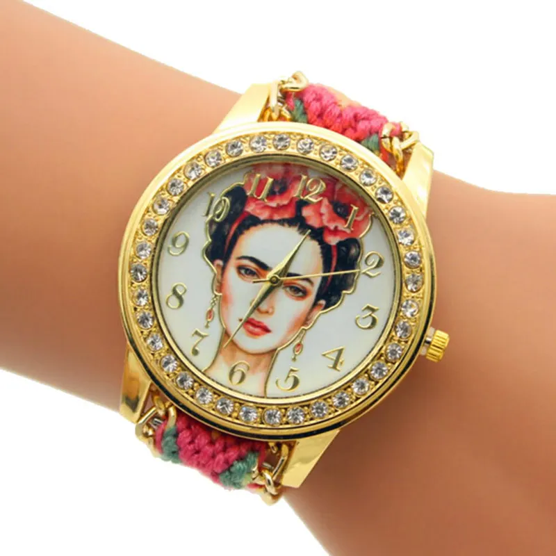 

Relojes GENEVA Watches Handmade Braided Friendship Women Bracelet WristWatch Gold Rhinestone Quartz watch Relogio Feminino 2017