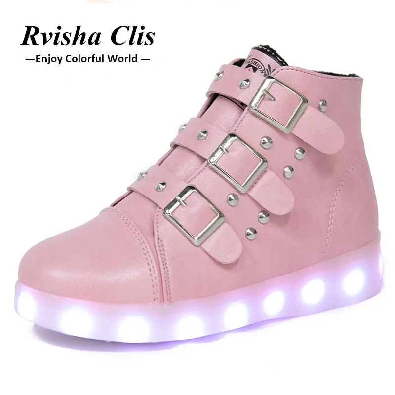 

USB Charging Luminous sneakers led shoes boy shoes-for-girl boots with Light Up sole Krasovki LED Slippers felt boot