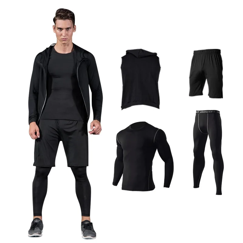 

Brand Sets Sport Compression Suit Men Gym Shirt Fitness Legging Gym Suit T Shirt Fitness Compression Tights