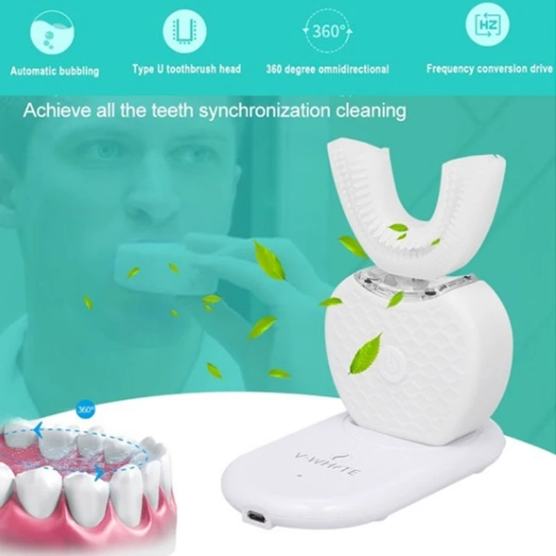 

360° Automatic Sonic Electric Toothbrush Waterproof Intelligent U Type Automatic Toothbrush Whitening Electric Power Toothbrush