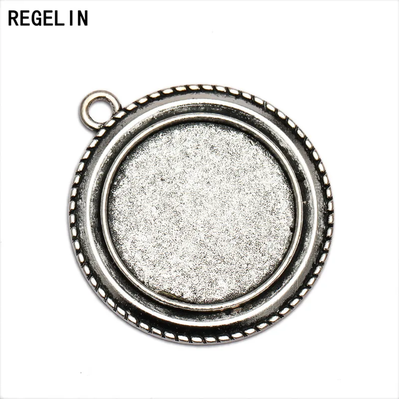 REGELIN античная бронза/старинное серебро подвеска круглой формы лоток внутренний 25 мм 10 шт./лот для Кабошон ювелирные изделия из тибетского
