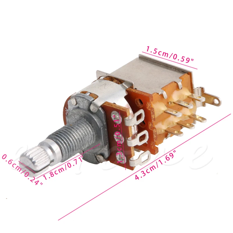 A500K потенциометр кнопочный переключатель шлицевой DPDT горшок shaft18 мм электрогитара тон громкости Части гитары и аксессуары