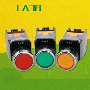 

5pcs Push Button Switch LA38-11D With Light Self Reset Control Button LA38-11DN Opening 22MM 24V 220V Red/Green/Yellow