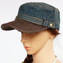 Взрослая Мужская джинсовая военная шляпа весна осень кожаный козырек Студенческая модная универсальная одежда синий цвет регулируемая 55 см до 59 см S476