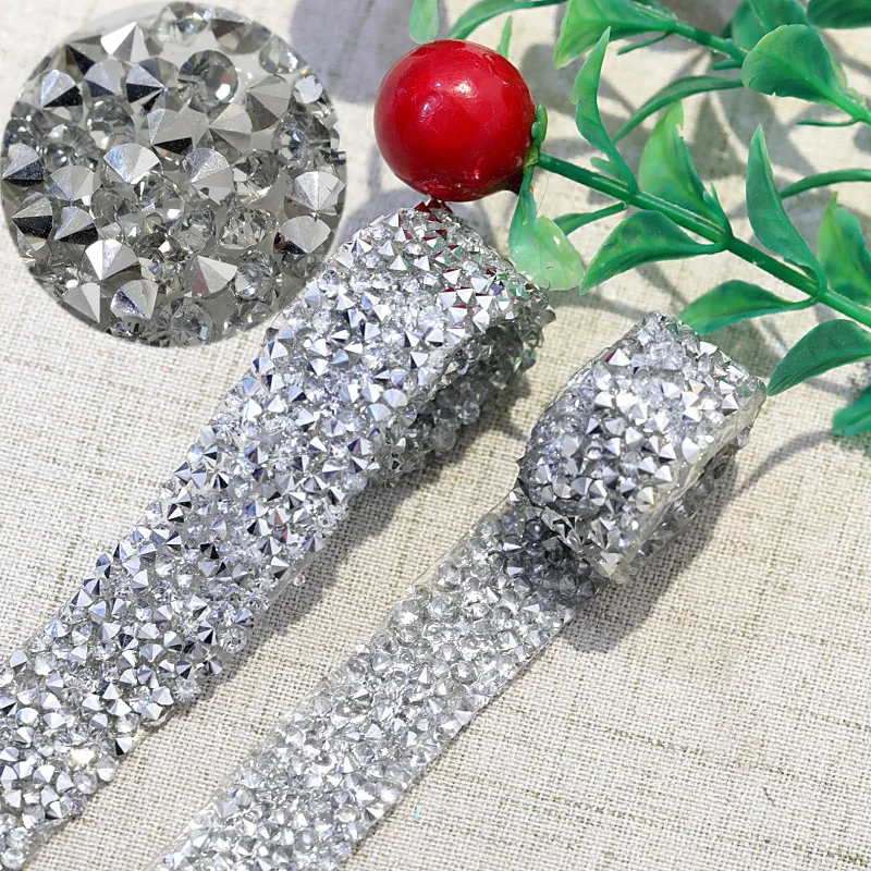 

1.5cm 1Yard Glitter Hot Fix Rhinestones Motifs Ribbon Crystal Iron On Patches Applique Hotfix Rhinestones For Clothing B0965