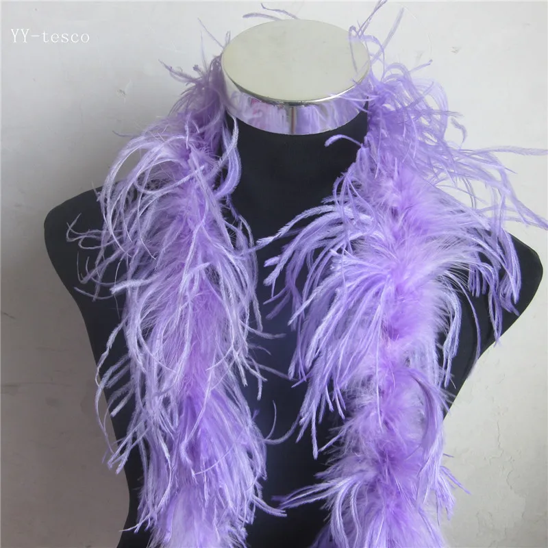 Beautiful 10 m 5 strip natural Ostrich Feathers Boa Quality fluffy Costumes / Trim for Party / Costume / Shawl / Available - Color: Light purple
