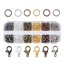 1 коробка разных цветов для изготовления ювелирных изделий своими руками, 120 шт., 12x7x3 мм, сплав омаров, застежки 30 г, 5x0,6 мм, железные кольца F80