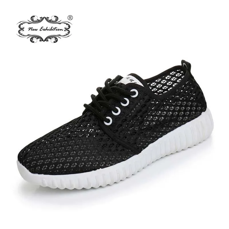 

New exhibition Women shoes 2018 Fashion Breathable Trainers Casual shoes Comfortable Soft Flats Mesh Sneakers Vulcanize Zapatos