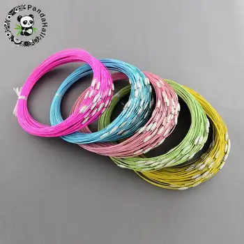 

Steel Wire Bracelet Cord DIY Jewelry Making, with Brass Screw Clasp, Mixed Color, 225x1mm