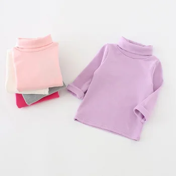 

Autumn Winter Long Sleeve Girls T shirt Thick Cotton Baby Girls Basic Shirts Turtleneck Kids Tops Baby Girl Clothes DQ708