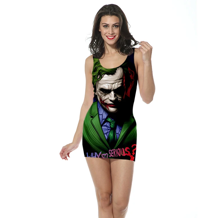 3D Print women's clothing tank top dress HAHA joker straight sleeveless dress Quality quality Sexy Suicide Squad joker dress
