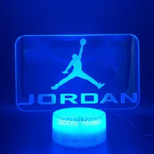 Светодиодный Ночной светильник, яркая база, логотип Jordan, 3d лампа, домашний декор, меняющий цвет, сенсорный светильник, для детей, для мальчиков, новинка, светильник
