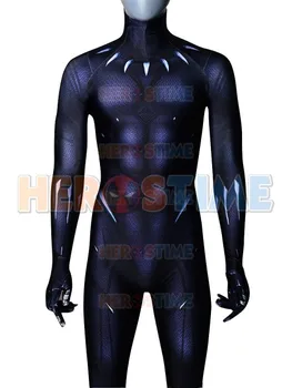 

2018 Film Version Black Panther Costume Printing Spandex Tight Cosplay Superhero Panther Costume