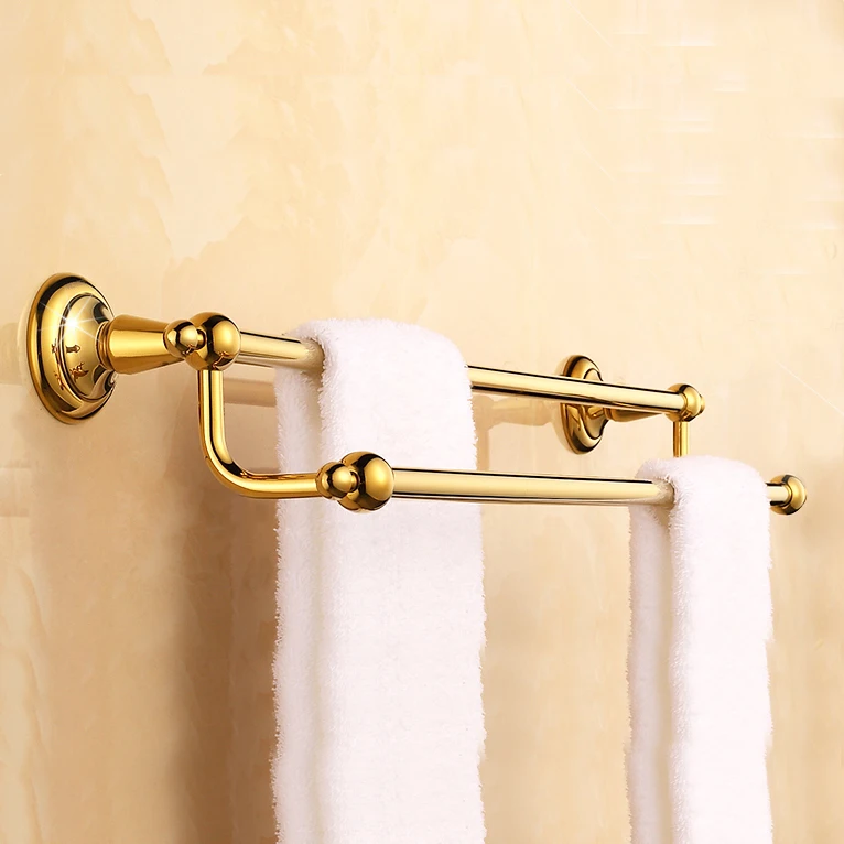 Retail Luxury Brass Towel Bar, Double Towel Holder, Gold Color Bathroom