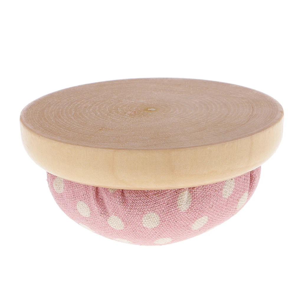 Cotton Fabric, Wooden Base, Needle Holder Pin Cushion DIY Embroidery Crafts Tool Sewing Accessories