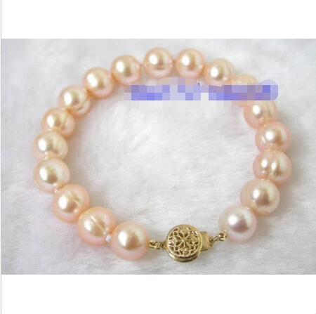 

Hot sell Noble- N734 REAL 8" Elegant! 11mm pink round pearls bracelet bangle @^Noble style Natural Fine jewe SHIPPING new >>free