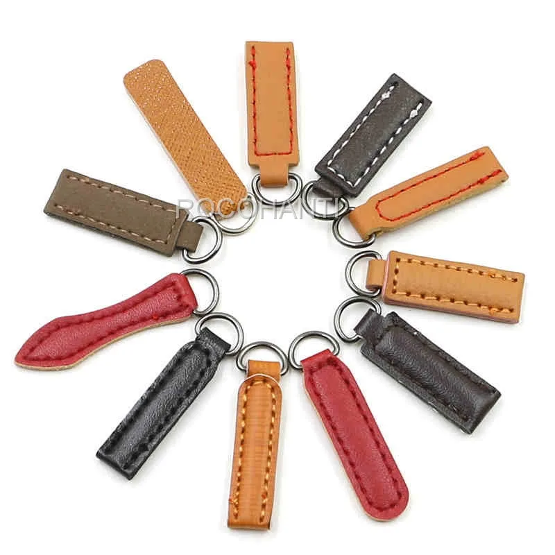 5x Metallic Leather Charm Zipper Pull Zipper Tag Zip Fixer Zipper