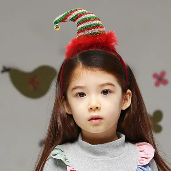 

Fashion Sequi Christmas Elf Hat Headband Green Red Golden Holiday Party Great for Children 12pcs/lot DEC441