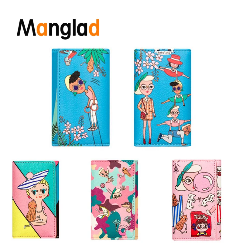 

Cute Key chain Wallet Pouch Key Card Organizer Bags Fashion PU Key Hasp Bag Cartoon Printed Card Covers Coin Purse