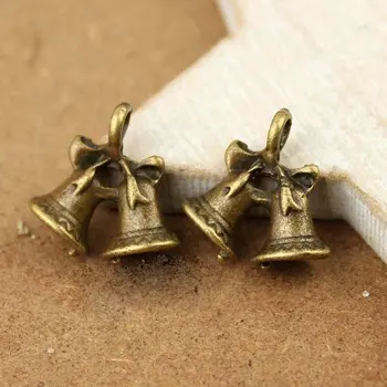 

Free shipping!!!!! New double bell Charms Pendant Bronze 14x16mm
