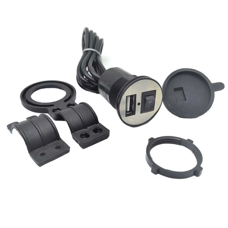 

Motorcycle USB Car Charger With Switch Waterproof USB Mobile Phone Charger 12V