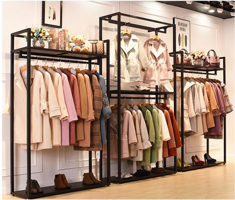 Clothing store display rack floor type men's and women's clothing store