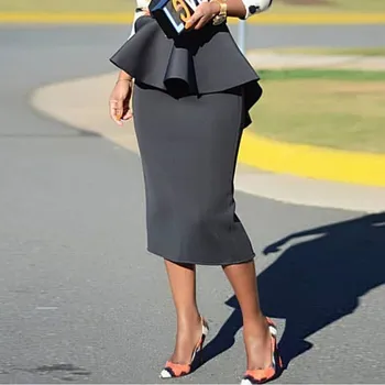 

2019 Bodycon Package Hip Tight Pencil Skirt Women Slim Ruffles Midi Skirt Classy Elegant Work Wear Office High Waist Skirt