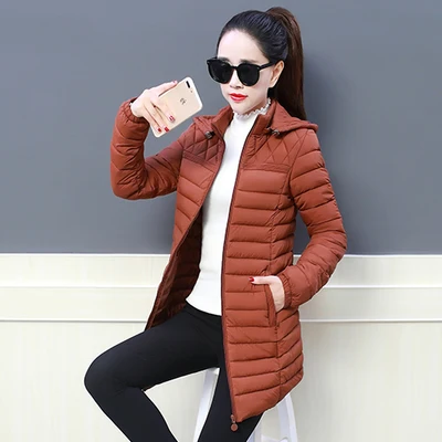 Autumn Winter Jacket Women Parka 2020 Fashion New Thin Hooded Warm Coat Cotton Padded Jacket Plus Size Slim Ladies Outerwear 6XL Caramel color