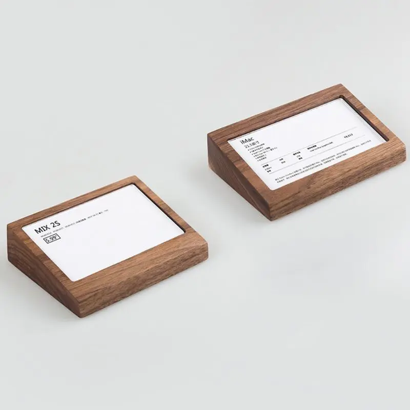 Черный орех бук дерево ID Имя карты Стенд офисный стол деревянная визитная карточка держатель Органайзер ручка коробка для хранения