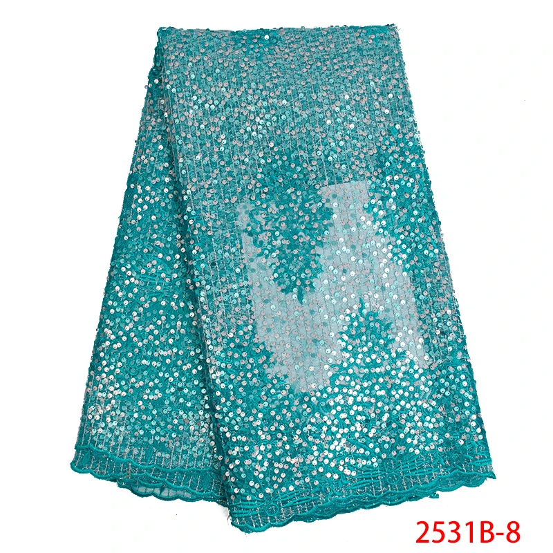 

Beautiful mesh lace fabric with sequins embroidery 2019 new design African French net lace fabric for wedding dress NA2531B-2