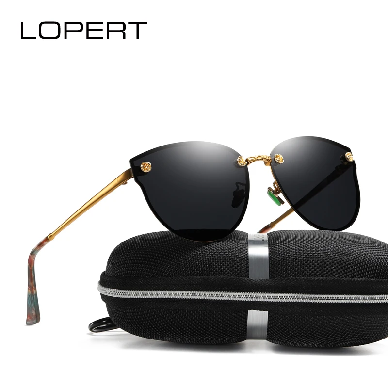 

LOPERT Fashion Polarized Cat Eye Sunglasses Women Brand Designer HD Glasses Carved roses High Guality Sun Glasses UV400