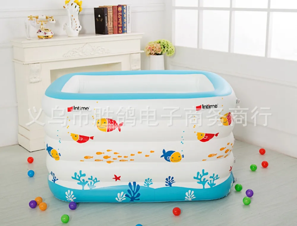 Портативная Детская ванна для новорожденных, детский надувной утолщенный бассейн с шариками океана, Детская ванна, 5 слоев, 143x105x80 см