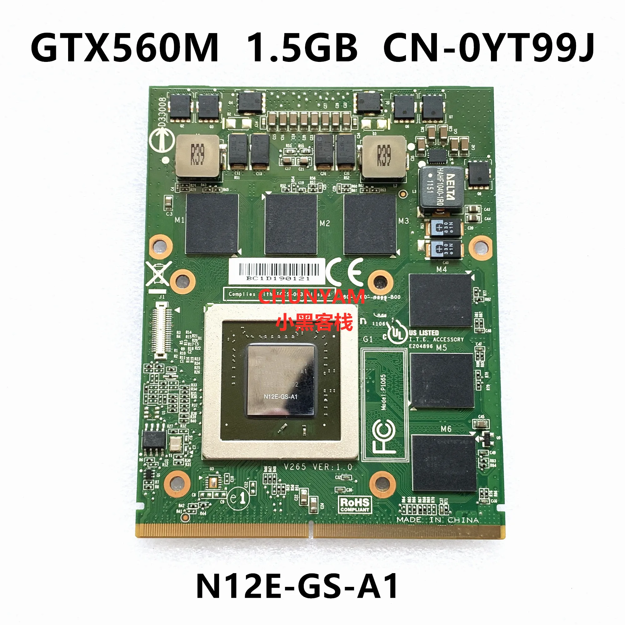 

KEFU CN-0YT99J YT99J FOR GTX560M GTX 560M For Dell Alienware M17X M18X 1.5G N12E-GS-A1 graphics video card