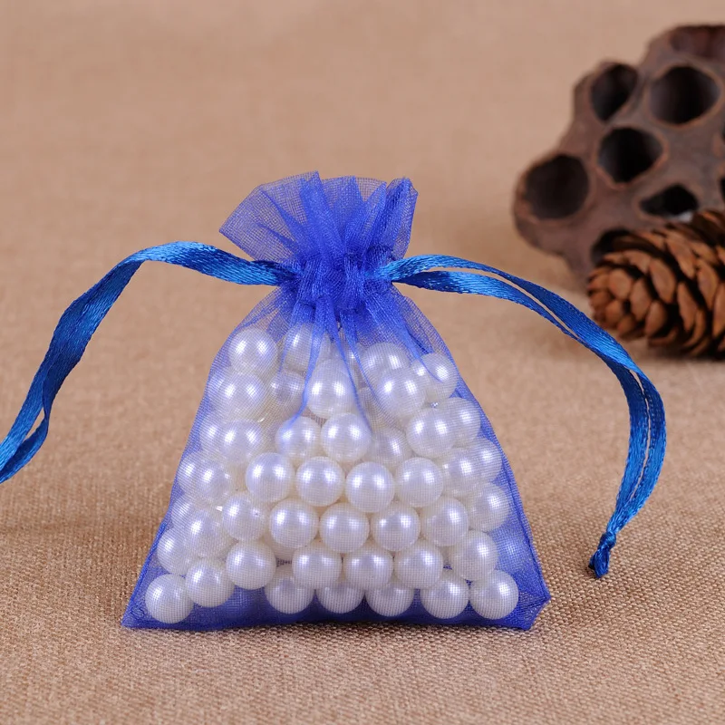 100 шт. 15x20 см органза сумки Рождество Хэллоуин Свадебная вечеринка подарочные пакеты душа ребенка прозрачные пакеты Конфеты шоколадные упаковки - Цвет: Синий