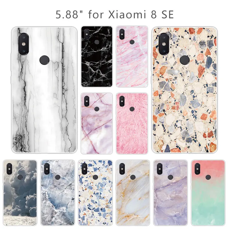 For Coque Xiaomi Mi8 SE M8SE Silicone TPU Back Cover Fundas 8 M 8SE Stone Case Capa for Xiomi Mi8SE Phone Cases |