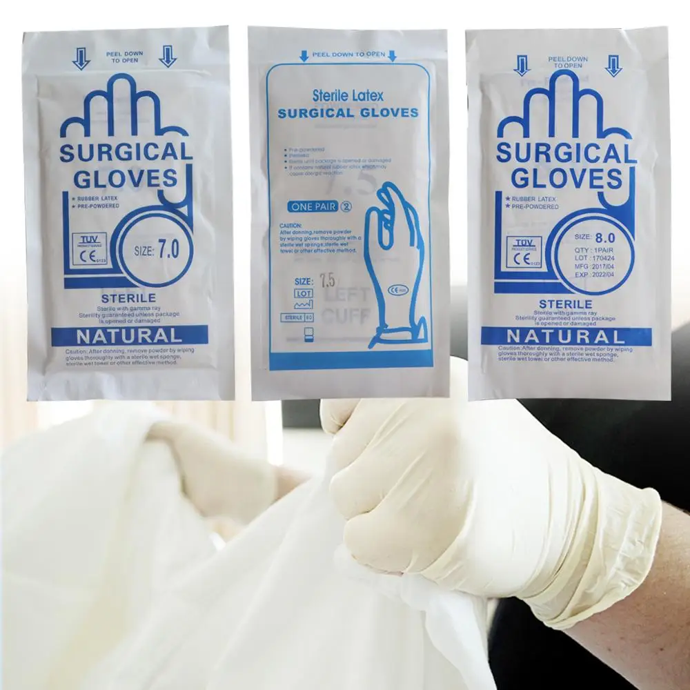 10Pairs/pack Disposable gloves surgical gloves sterile surgery natural