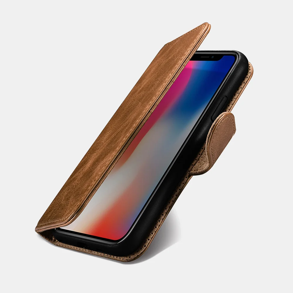 Icarer чехол для iPhone X кожаный бумажник из натуральной кожи флип сумка телефона