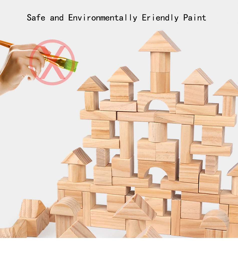 100 PcsLot Environmental Wooden Building Blocks Set Toys for Children Wooden Rainbow Educational Toy Montessori Stacking Cubes (17)