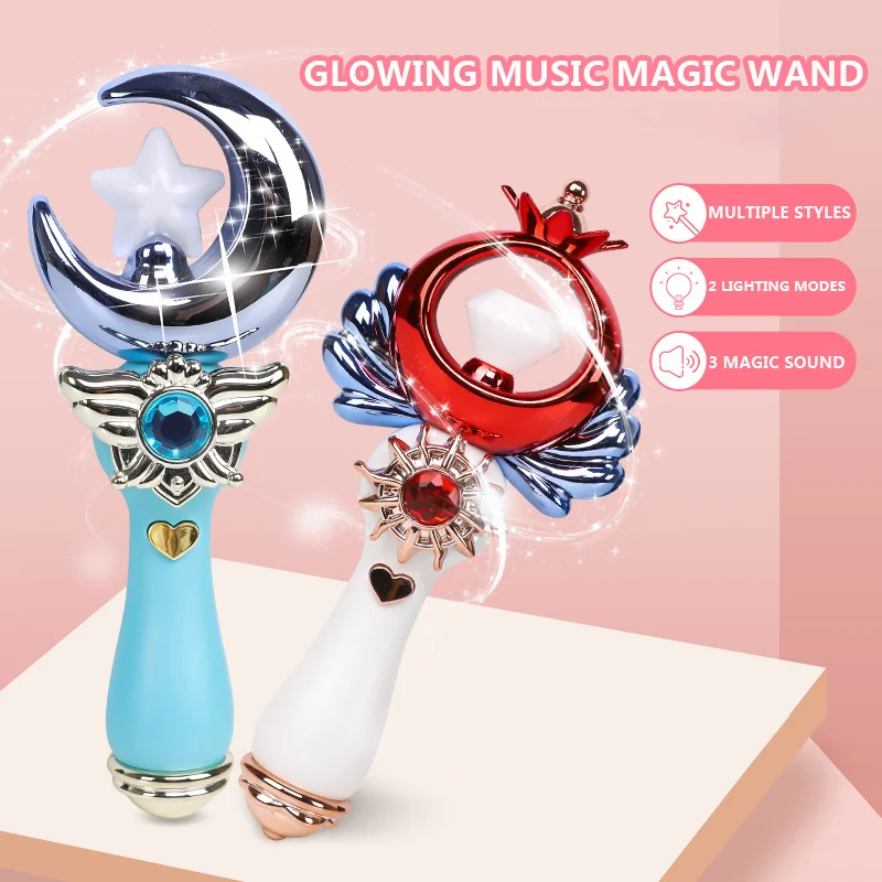 Girls Magic Stick Wand Baby Lovely Play Toy Music Illuminate Cane Educational Cosplay Toy Fairy Glow Stick For Cosplay Toy