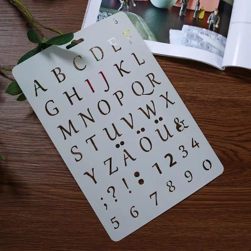

DIY Hollow Number Letter Stencils for Scrapbooking Plastic Template Pochoir Photoalbum Diary Drawing Painting Tool Stationery