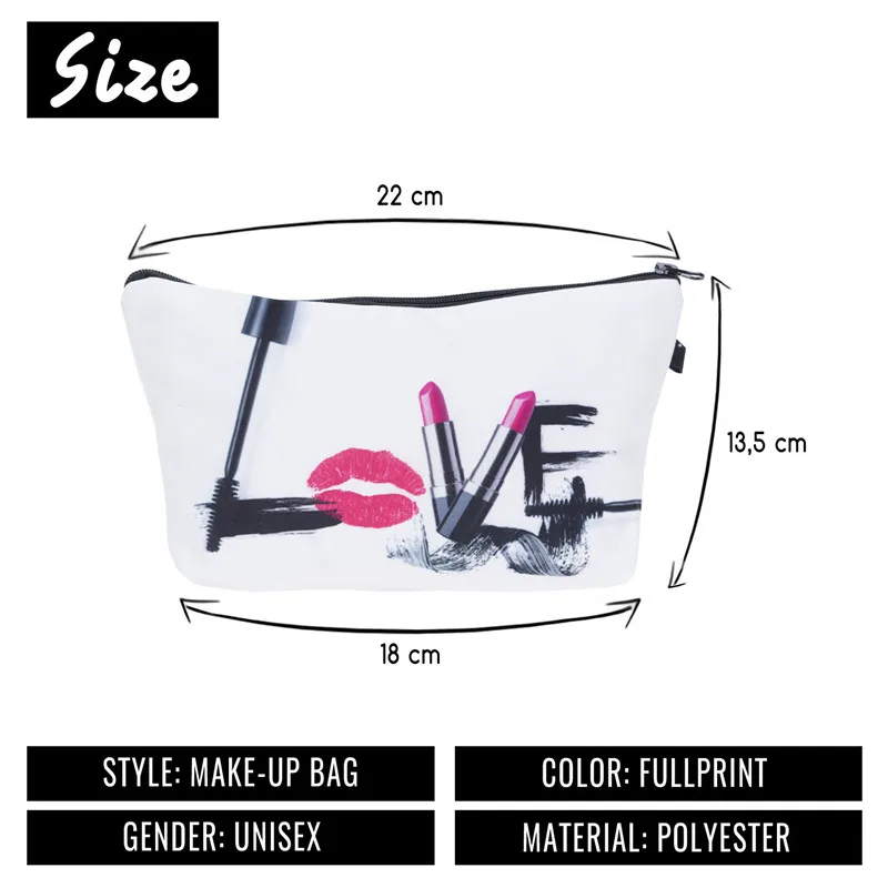  Jom Tokoy Fashion Brand Cosmetic Bags 2016 New Fashion 3D Printing Women Travel Makeup Case HZB713