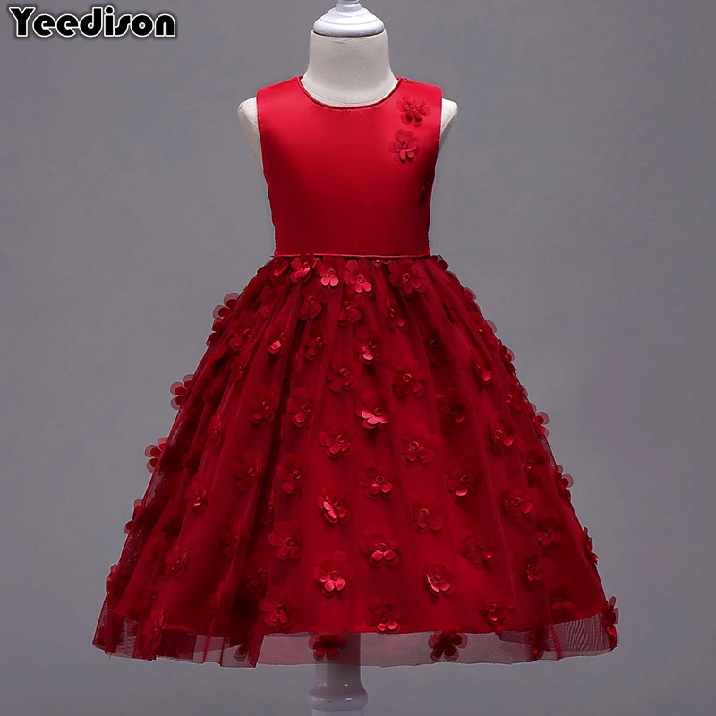 Yeedison Flower Girls Dress Sleeveless Children Wedding Party Dresses For Prom Gowns Costumes 2018 New Kids Princess | Детская одежда и